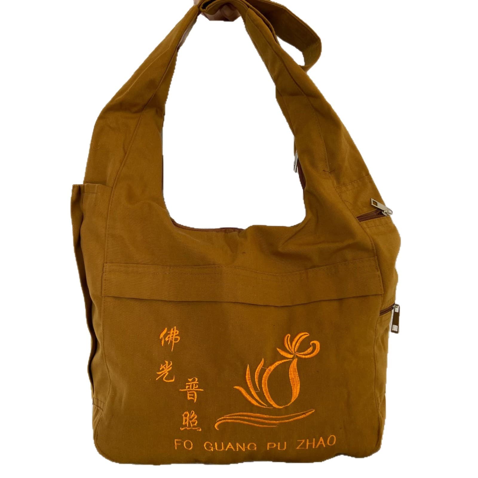 Incense Burning Crossbody Bag, Putuo Mountain Buddhist Pouch, Pilgrim Crescent Bag, Wutai Mountain Worship Backpack, Zen-style Canvas Tote