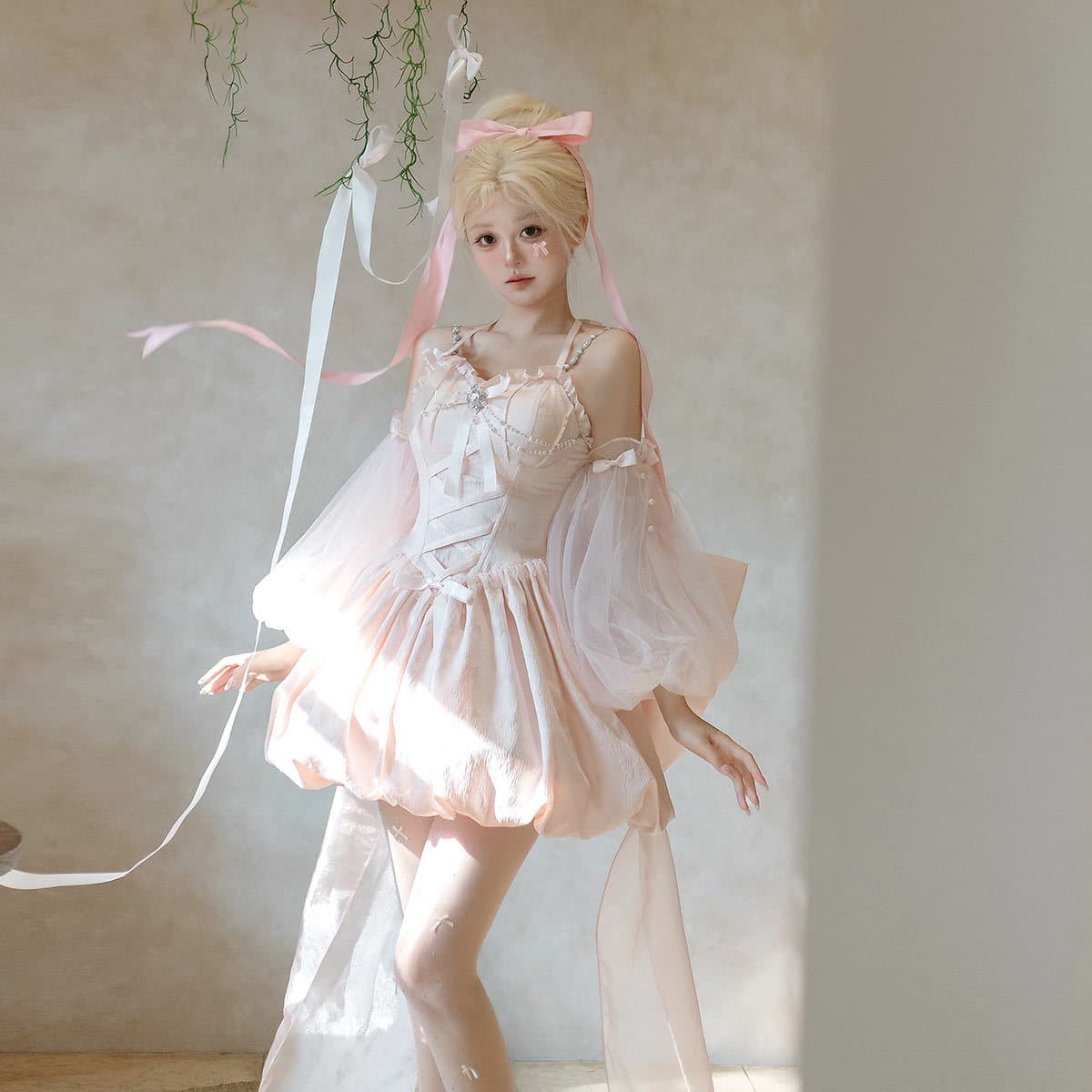 Bear Doujiang Original Runaway Princess Lolita Women's Lolita Sleeves, Strapless Dress Cute Sweet Set 7277