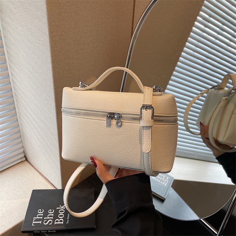 Litchi pattern soft leather women's bag 2025 new urban simple high-end texture small square bag trendy live broadcast box bag