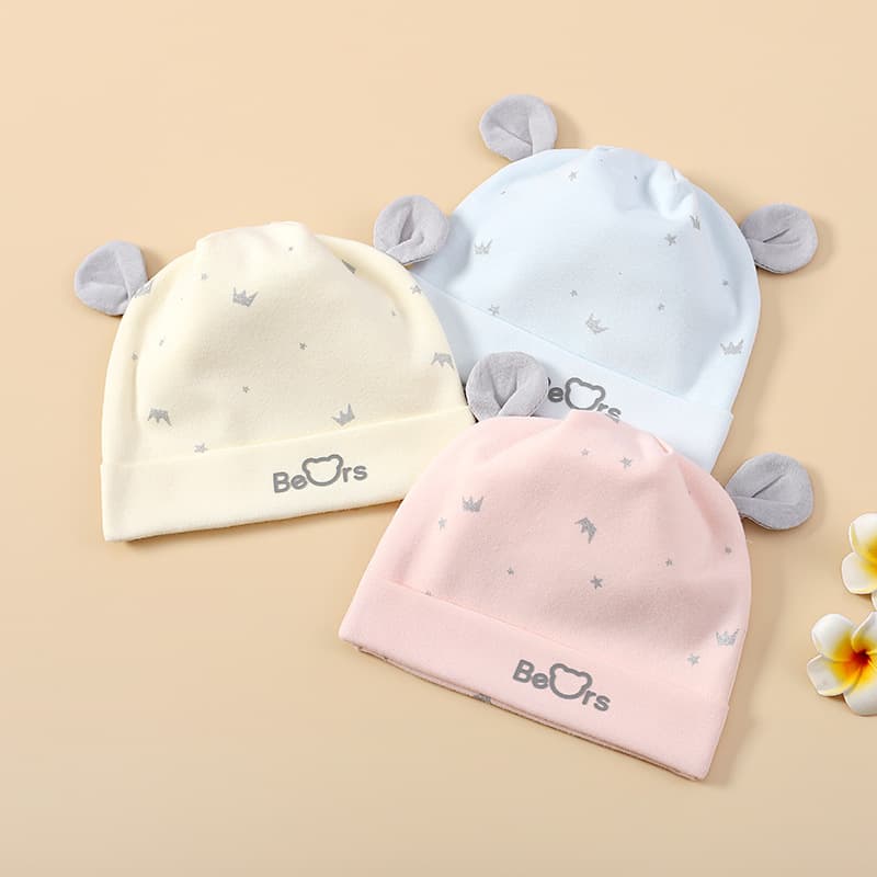 Newborn Baby Hat for Spring and Autumn, 0-3 Months, Seamless Infant Cap, Cotton Pullover Hat