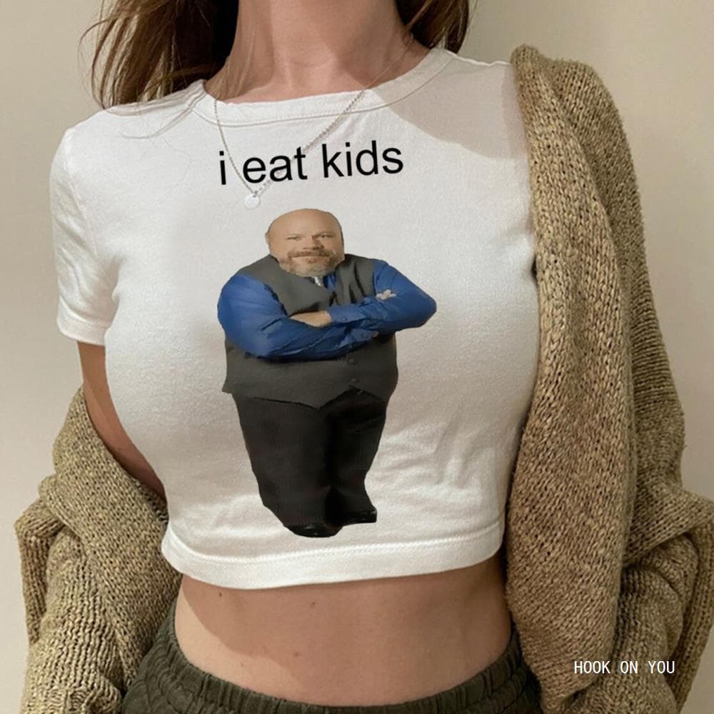 Bertram Eats Kids Graphic Vintage Y2K Crop Top Woman Hippie