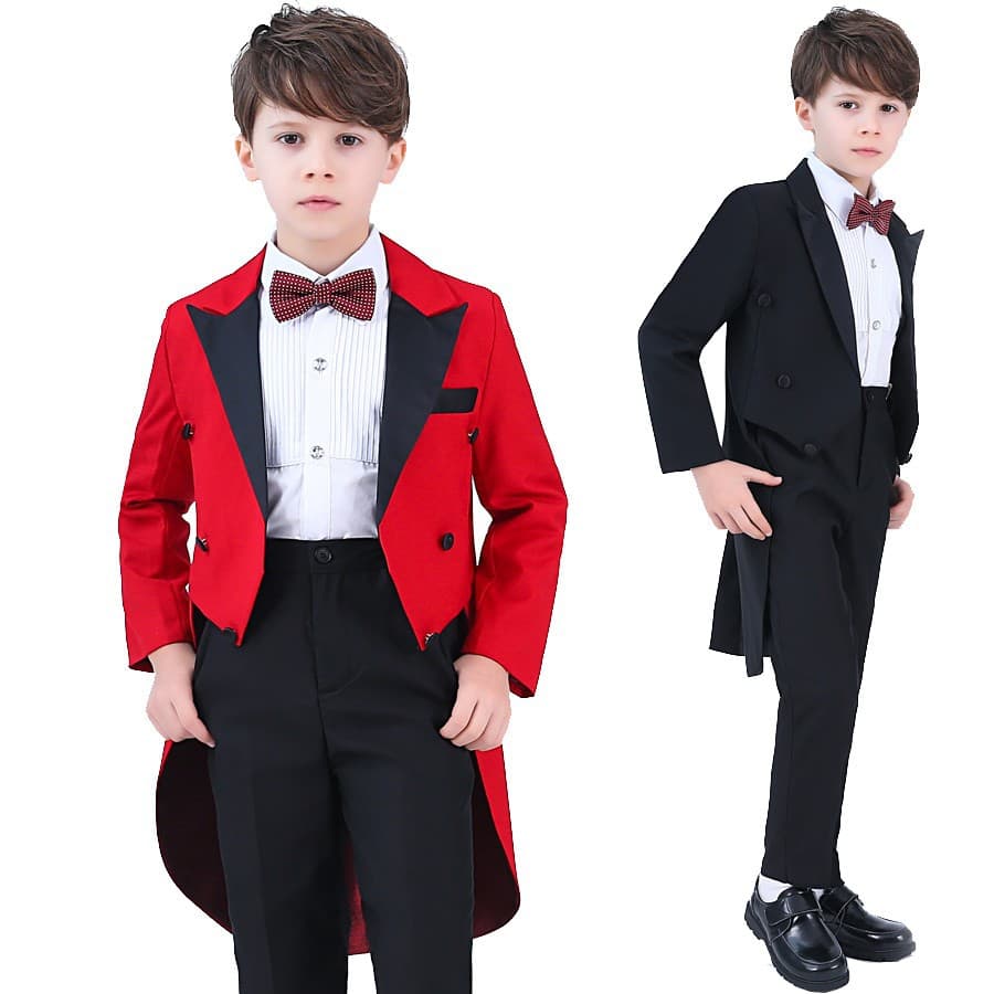 Children's Formal Suit Boys Tuxedo Toddler Little Host Flower Boy Wedding Piano Performance Outfit Boys Suit Set