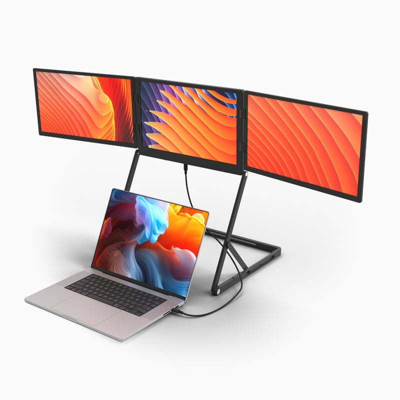 Factory Direct 15.6 FHD USB Foldable Triple Screen Monitor with Speakers Real-Time LCD for Stock Trading