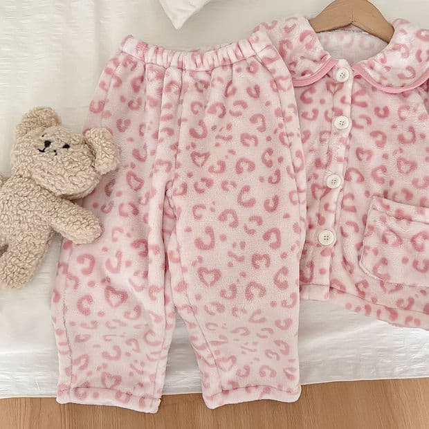 Children's Winter Pajamas 2025 Autumn/Winter New Casual Baby Girl Thick Warm Pink Leopard Print Home Suit