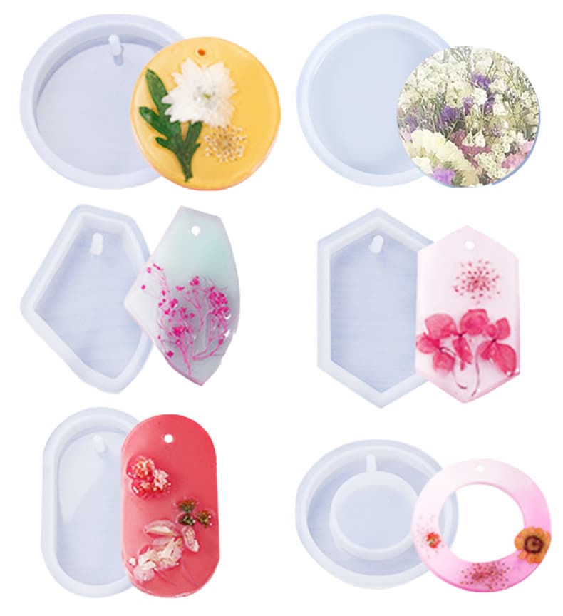 52-Piece Resin Casting Mold Set for DIY Crafts - Round, Heart, Sweater Pendant, Tag, Waist Charm Silicone Molds