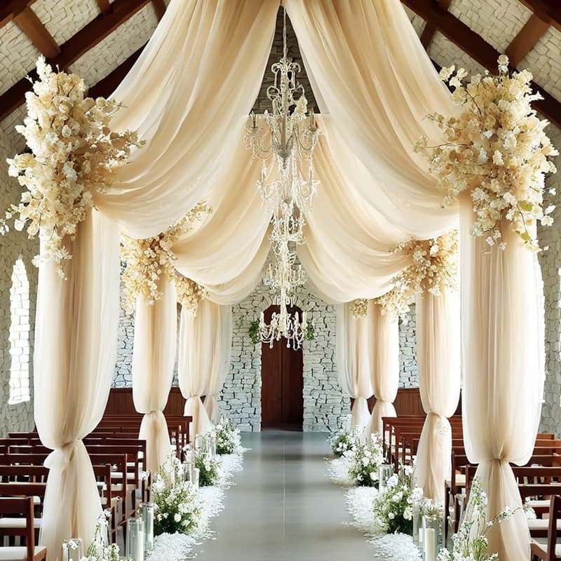 White Tulle Fabric for Outdoor Wedding Party Decoration, Wedding Arch Backdrop Curtain