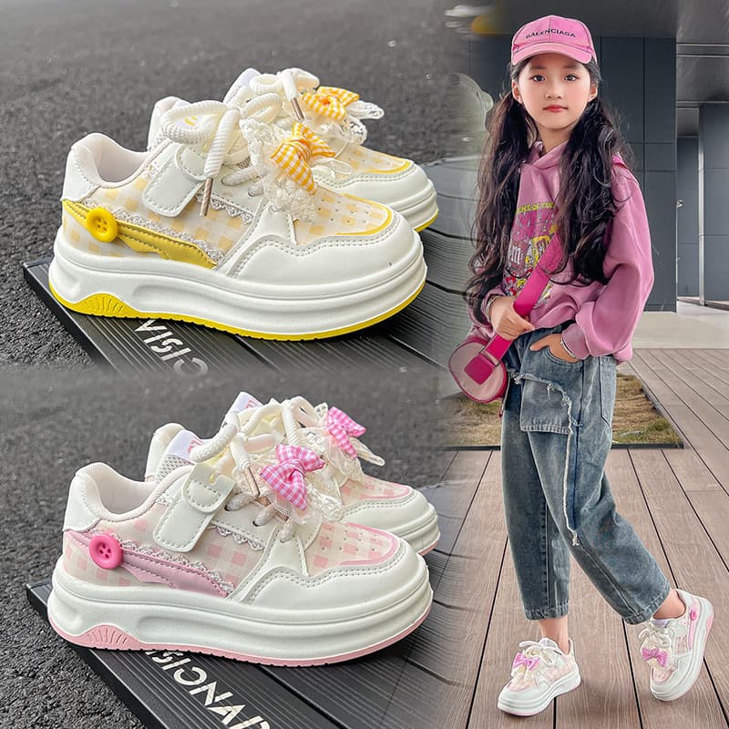 Children's Board Shoes Girls' Sneakers Spring Autumn New Korean Style Princess Shoes Casual Soft Sole Big Kid Girls' Casual Shoes
