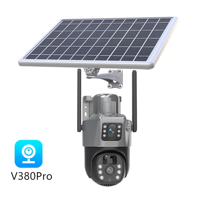 High Definition Solar Powered V380 Camera with Night Vision 4G Gun Ball Cooperation Indoor And Outdoor Waterproof Monitor