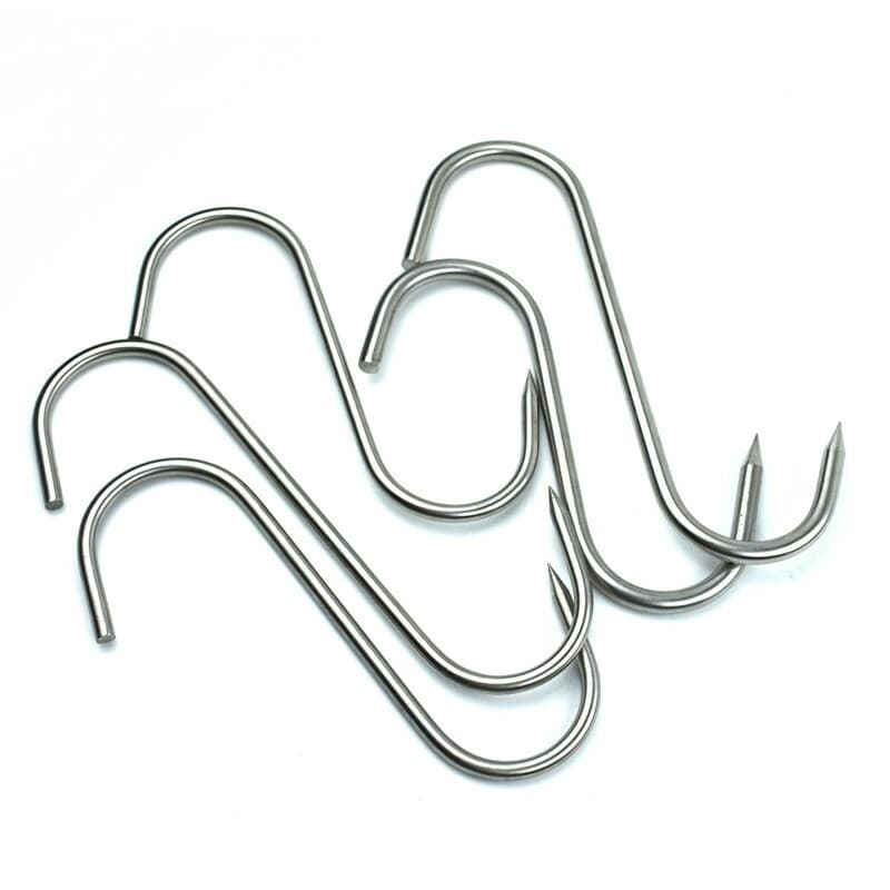 S-Shaped Meat Hanging Hook Stainless Steel Thickened S-Shaped Hook Pork Beef Hook Bacon Pointed Hook Roast Duck Hook Barbecue Hook