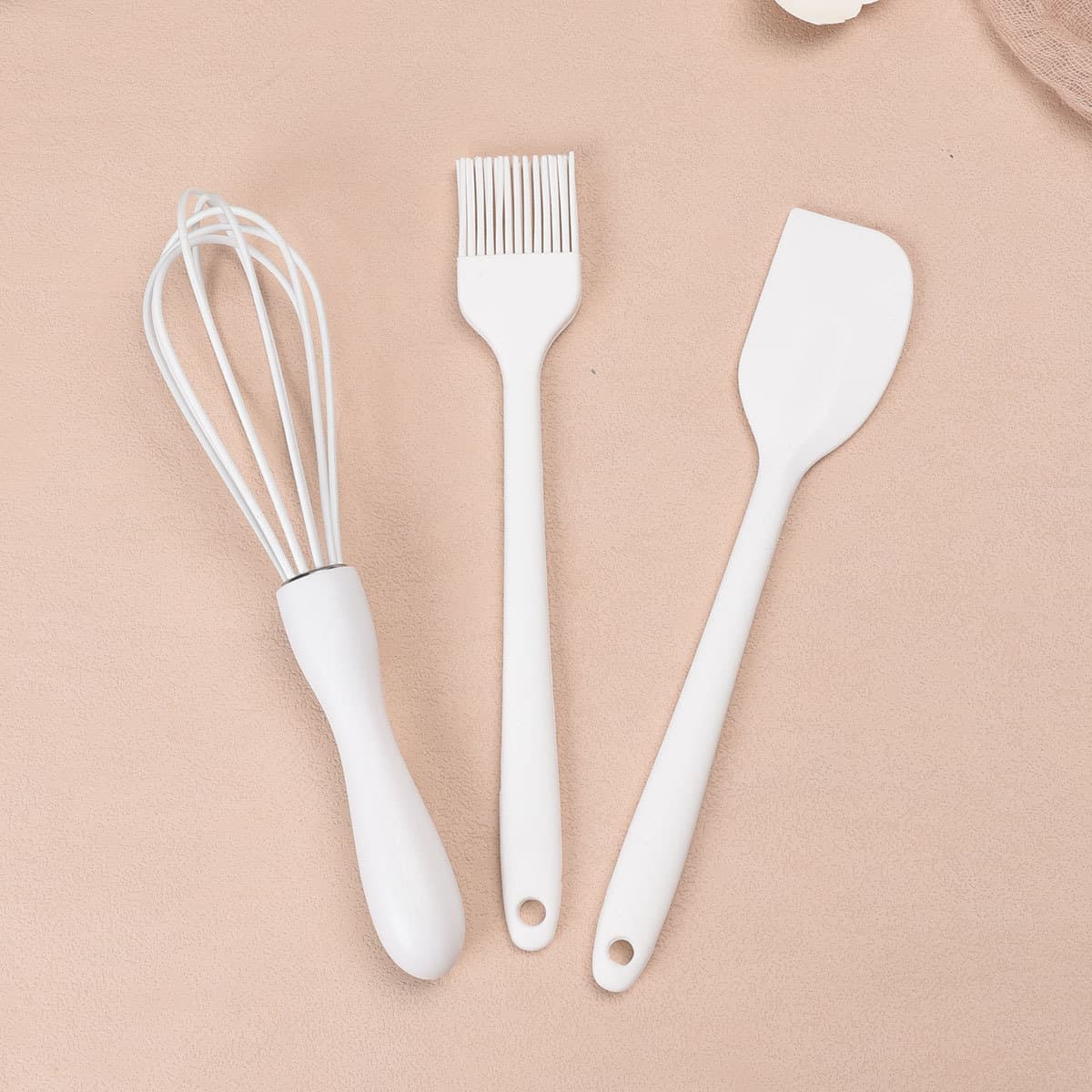 Mini Silicone Spatula 3-Piece Set High-Temperature Resistant Cream Cake Spatula Silicone Whisk Oil Brush Baking Set