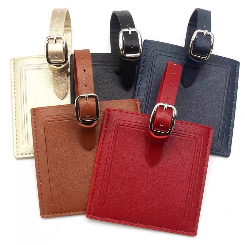 Factory Supply Square PU Luggage Tag Solid Color Premium Boarding Pass Anti-Loss Business Trip Name ID Tag