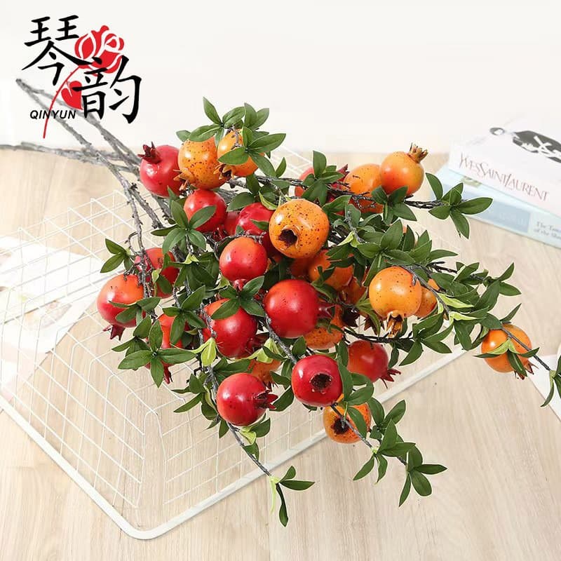 Spring Festival simulated fruit foam pomegranate persimmon fruit branch persimmon persimmon Ruyi Chinese living room welcoming Spring Festival flower ornaments