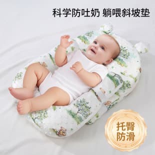 Inclined Anti-Spit-Up Pillow, Anti-Reflux Wedge for Babies, Feeding and Sleeping Aid, Newborn Bedside Sleeper