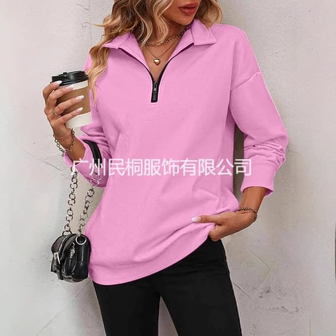 Amazon Foreign Trade Women's Clothing Fashion Half Zipper Long Sleeve Sports Shirt Fashion Pullover Sweatshirt Women