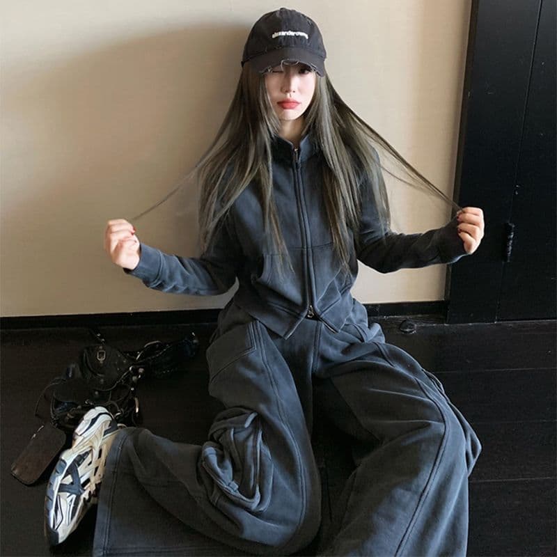 Women's Sportswear Set, Spring/Autumn Korean Style Loose Slimming Fashion Hoodie Casual Two-Piece Set