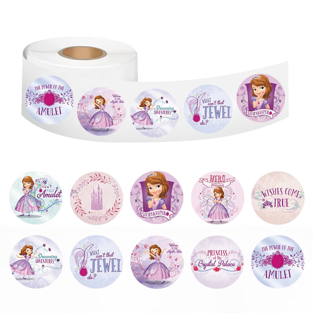 500 Sheets/Roll Sophia Roll Stickers Cute Cartoon Scrapbook Supplies Kuka Gift Envelope Sealing Stickers for Kids