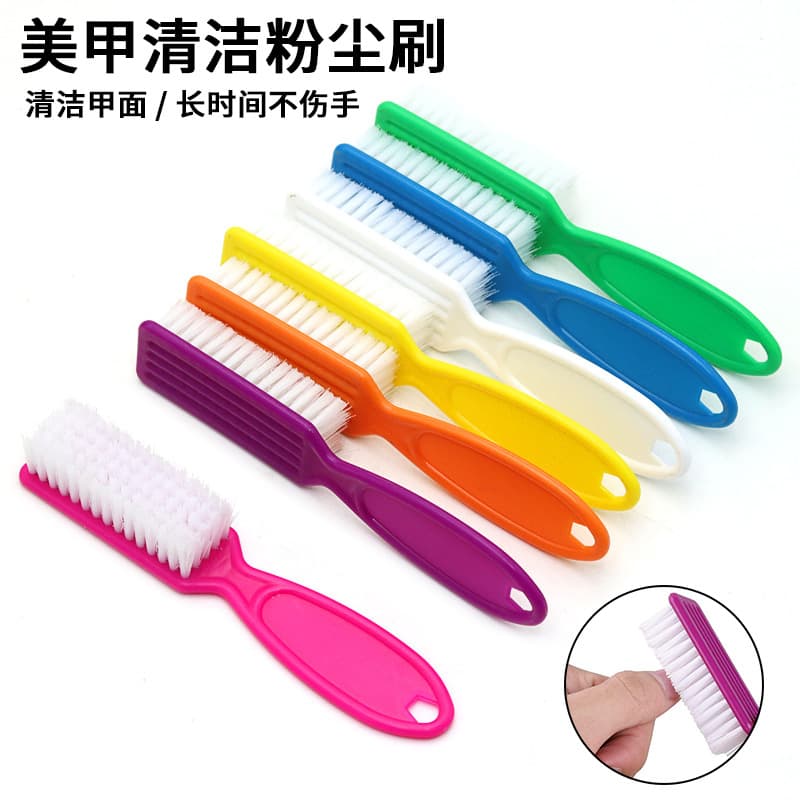 Nail Dust Brush Nail Brush Nail Cleaning Brush Long Handle Square Plastic Brush Lint-Free Nail Tool