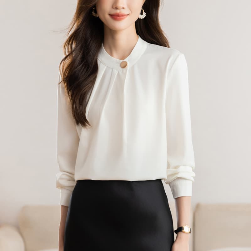 French high-end shirt for women in autumn new retro palace style chic one-button shirt commuting versatile top