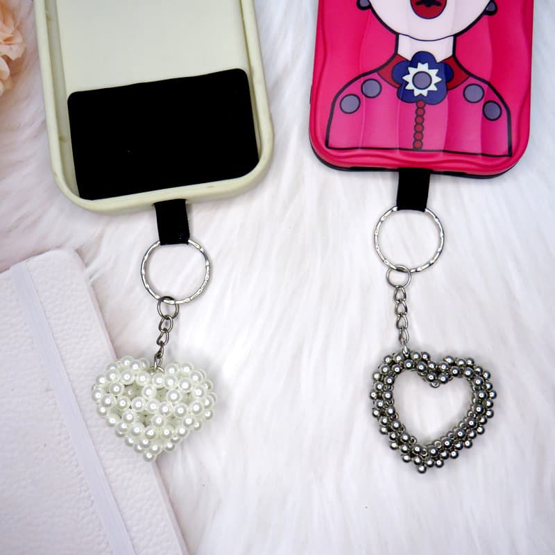 Handmade Beaded Exquisite Moon Shape Cute Versatile Universal Keychain Bag Charm Pendant Phone Charm