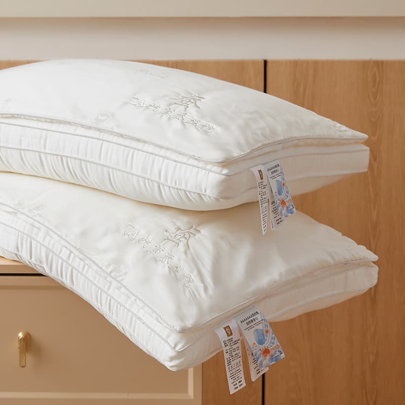 Summer New A-Class Maternity-Grade Silk Pillow, Lyocell Tencel Embroidered Cooling Pillow Core, Hotel Pillow