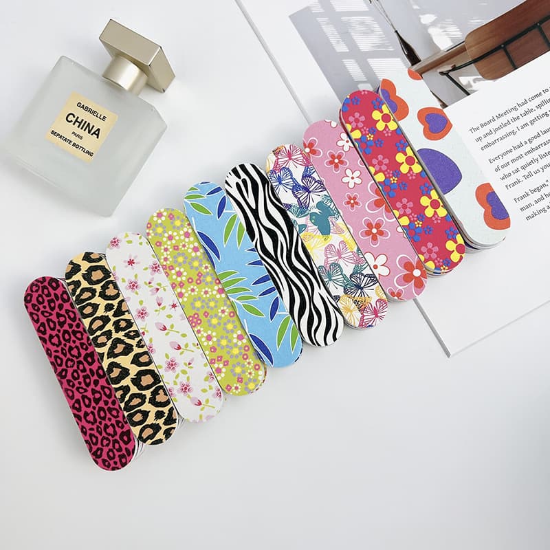 Double-Sided Printed Nail File Frosted Glitter Powder Polishing Press-On Nails Tool Kit Nail File Manicure Sanding Strip Sanding Block