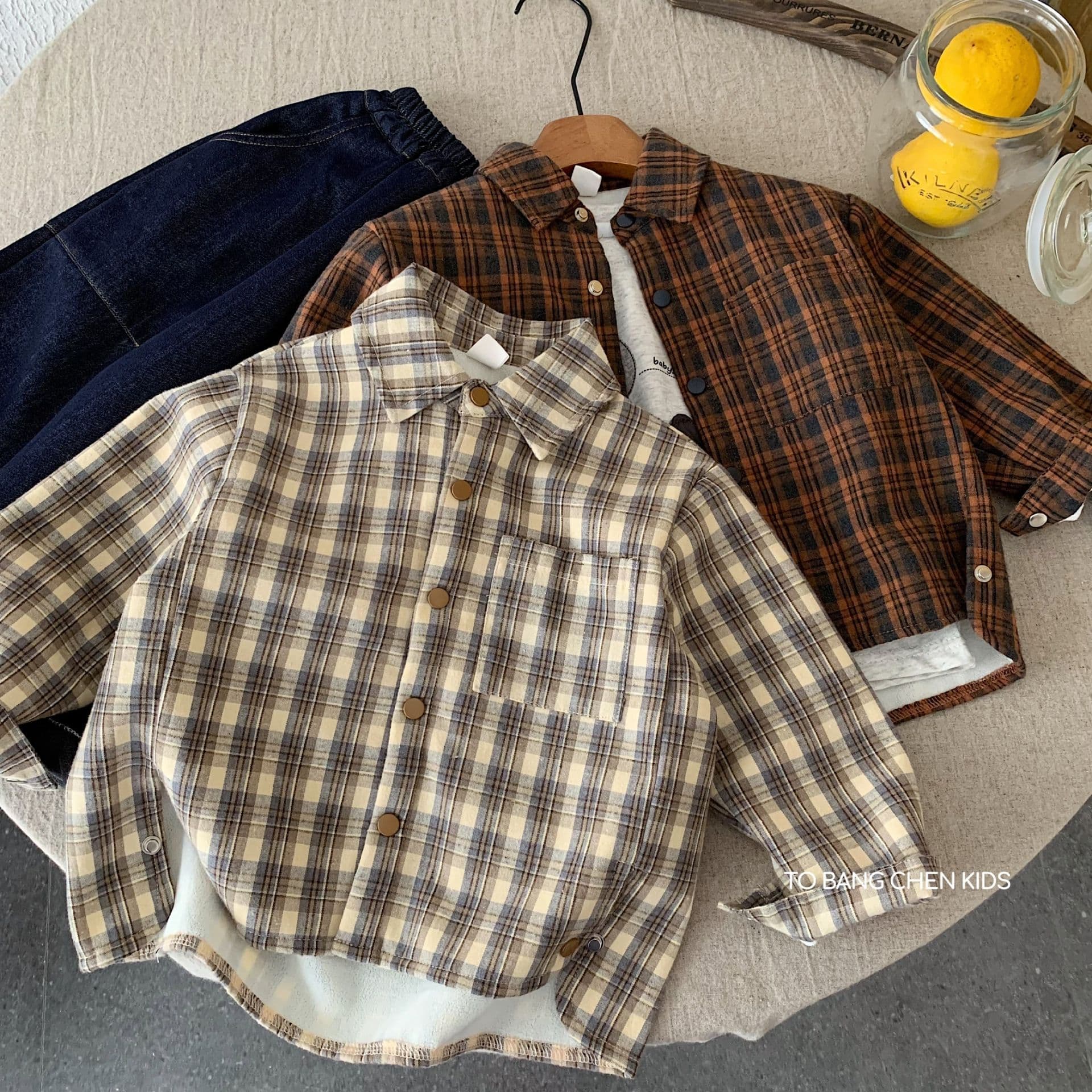 Bangcheng Children's Shirt 2025 New Winter Boys' Fleece-Lined Plaid Shirt, Stylish Winter Clothing, Factory Wholesale
