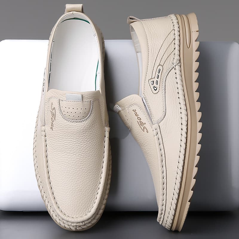 2024 Douyin New Hot Style Spring Autumn New Men's Daily Casual Leather Shoes Men Breathable Soft Leather Soft Sole Driving Shoes