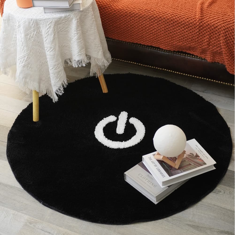 Black Large and Small Switch Tufted Bedside Carpet Bedroom Tpr Non-Slip Foot Mat Thickeneded Stain-Resistant Sofa Coffee Table Floor Mat
