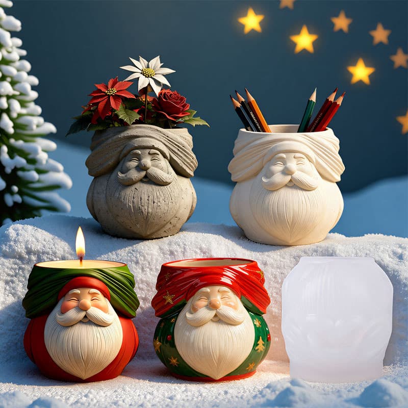 Yindian Christmas Santa Claus Resin Cup Mold DIY Resin Storage Cup Flower Pot Decoration Silicone Mold