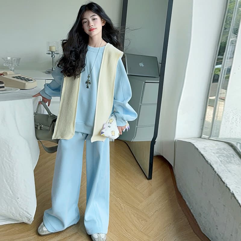 Girls Hooded Sweatshirt and Sweatpants Set 2025 New Children's Korean Style Spring Autumn Sportswear Two-Piece Set