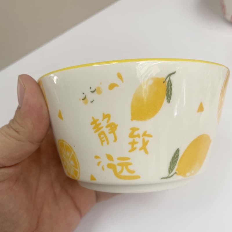 Four-Piece Fruit Bowl Rice Bowl Ceramic Dining Bowl Home New High-Appearance Internet-Famous Underglaze Color Microwave Other