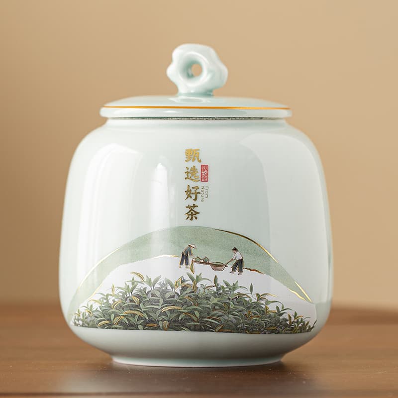 Ceramic tea can empty large capacity tea storage can household green tea black tea Pu'er Longjing tide can