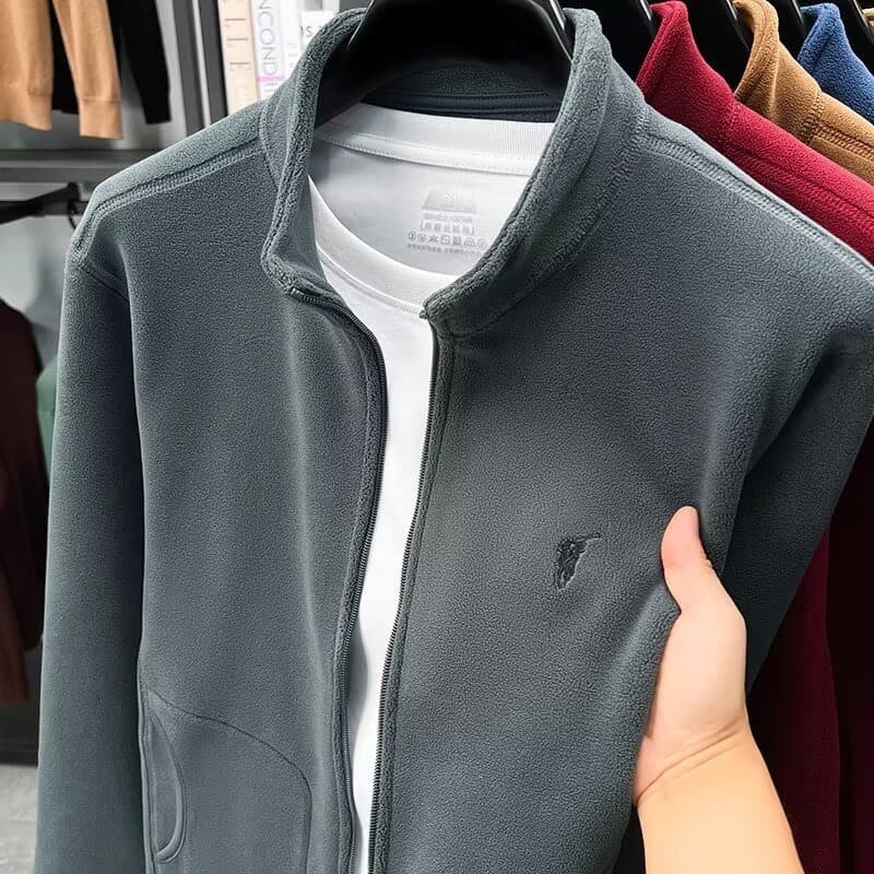 Wholesale Men's Jacket Fleece Polar Fleece Autumn Winter Zipper Lined Thick Warm Top Double-Sided Fleece Sweatshirt Men
