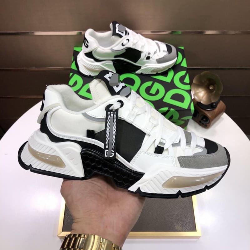 European Men's Shoes Thick Sole New Cowhide Patchwork Canvas Casual Shoes Dad Shoes Low Top Sports Shoes Trendy