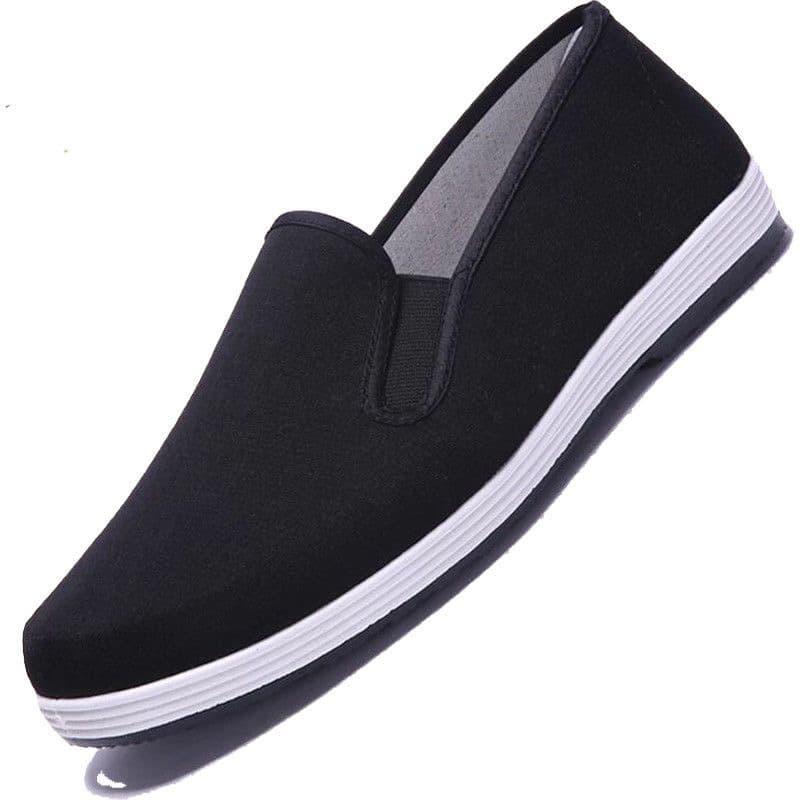 Old Beijing Cloth Shoes Round Toe Breathable Flat Shoes Low Heel Low Top Work Shoes Elastic Band Driving Server Non-slip Cloth Shoes