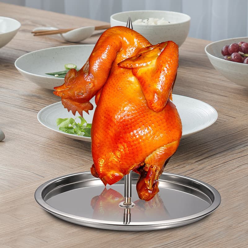 Source Factory Removable Handle with Base Stainless Steel Chicken Roasting Rack, Cross-border Grill Pan, Vertical Skewer Roasting Stand