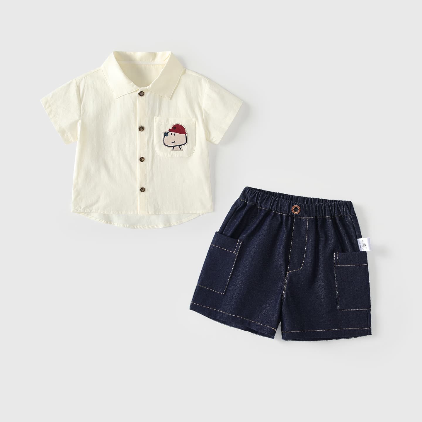 Baby boy suit summer thin section 2026 new boy's shirt shorts two-piece set handsome baby outing clothes