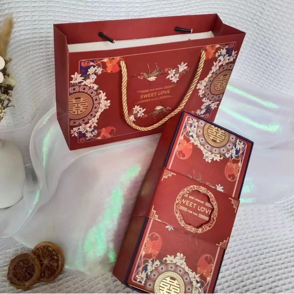New Chinese Style Gift Box High-End Rectangular Souvenir Creative Candy Box No-Fold Candy Box Wholesale Chinese Wedding