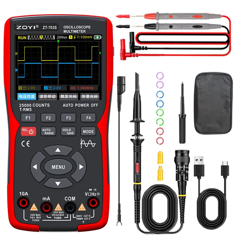 ZOYI Handheld Oscilloscope Multimeter ZT-703S Multifunction Measurement with Signal Generator Three-in-One