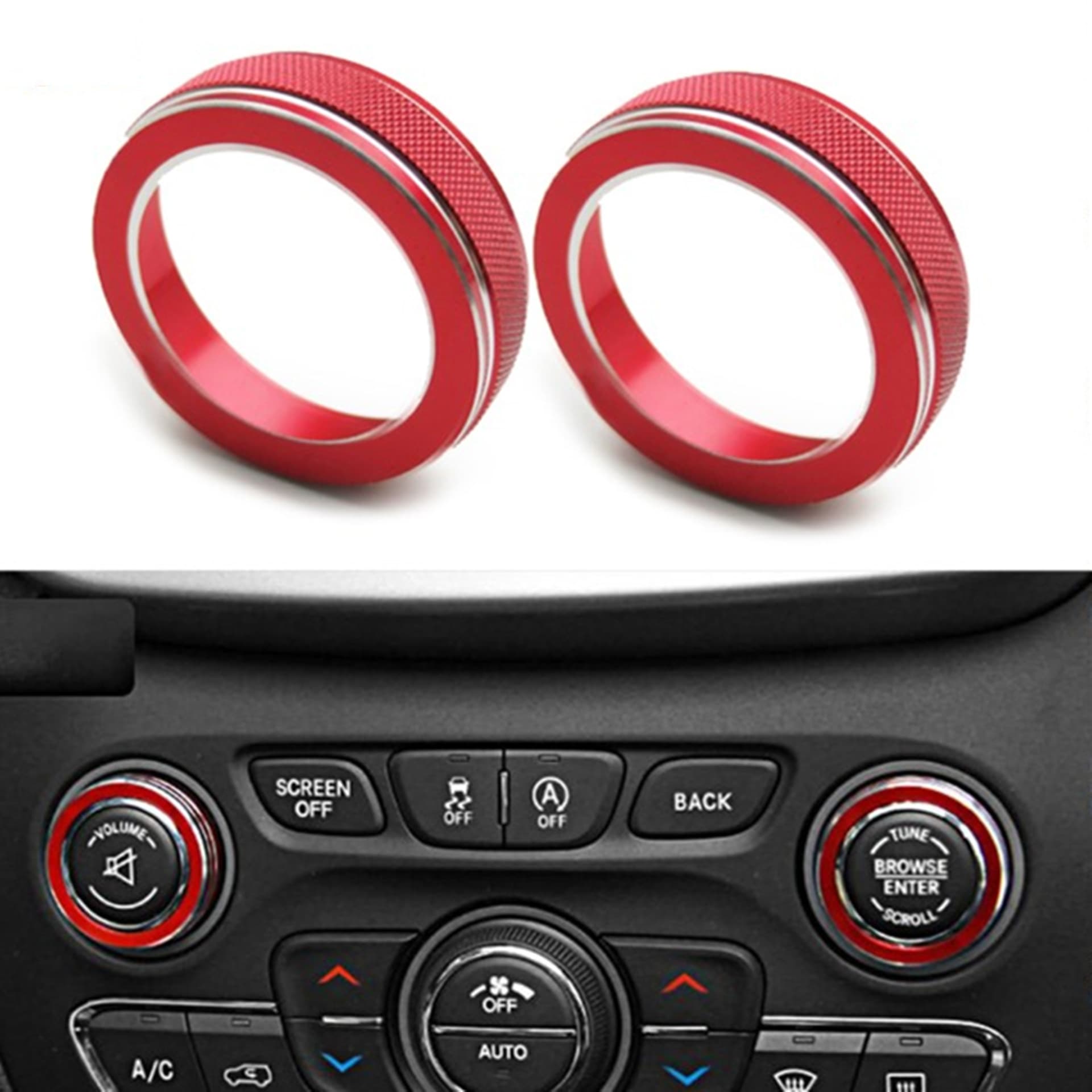 For Grand Cherokee Audio Trim Ring + Modified Air Conditioning Knob Decorative Bright Ring