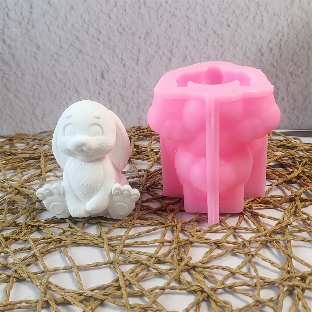 Rabbit plaster ornament candle mold silicone mold DIY plaster silicone mold W0550