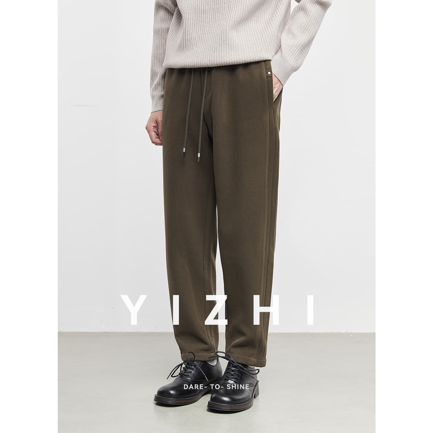 Yizhi 'Simple Zen' Fleece-Lined Thickened Casual Pants Men, Autumn/Winter 2025 New Loose Straight-Leg Pants Warm Trousers