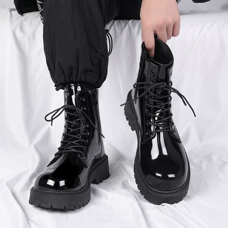 Martin Boots Men 2026 New Spring Black British Style Motorcycle Work Boots High-Top Soft Leather Waterproof Casual Leather Boots
