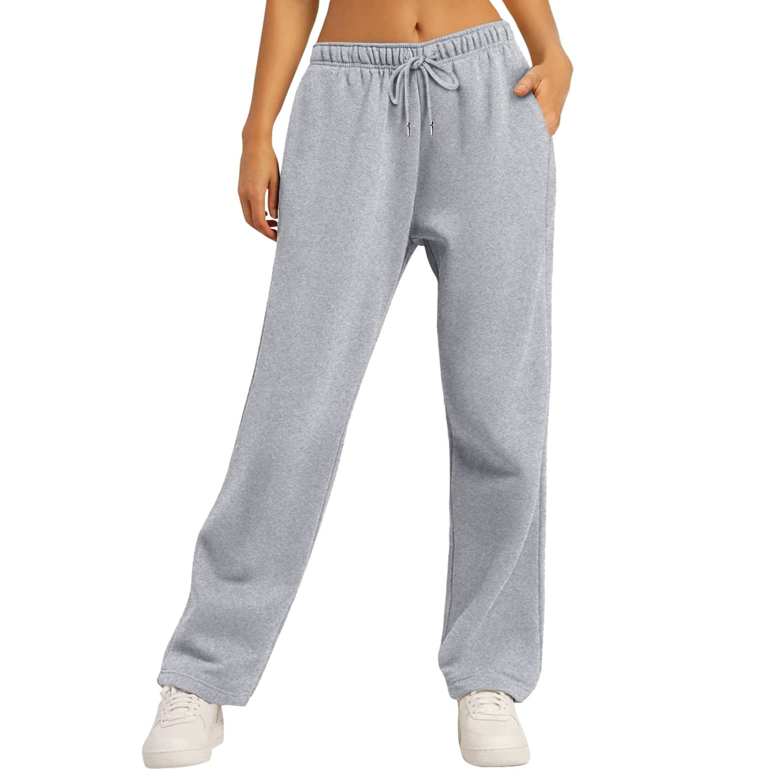 2025 cross-border European and American solid color autumn and winter new women's casual sport sweatpants wide-leg pants factory direct