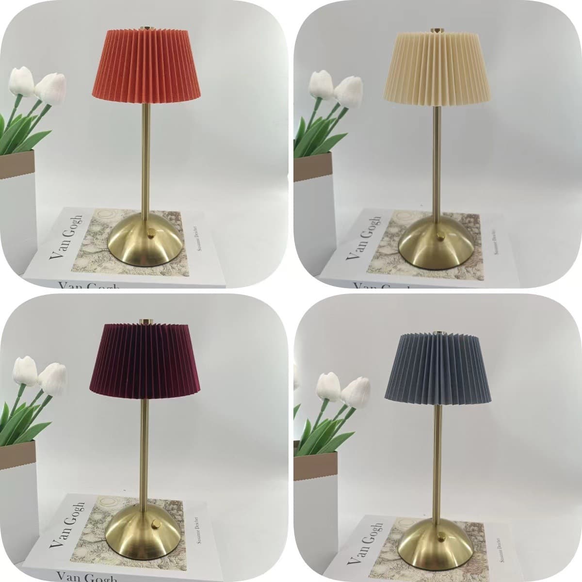 Nordic Pleated Rechargeable Desk Lamp, Bedroom Decorative Atmosphere Modern Minimalist Table Lamp, European Style Master Bedroom Night Light