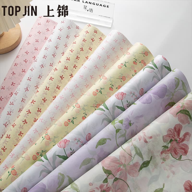 Valentine's Day Blue Cherry Blossom Snow Pear Paper Floral Bouquet Wrapping Handcrafted Flower Decorative Paper Inner Liner