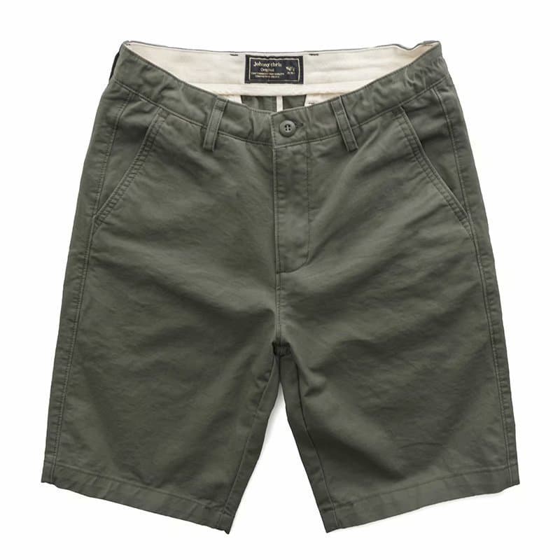 Men's Casual Cotton Shorts Summer Washed Slim Fit Workwear Five-Quarter Pants Versatile Solid Color British Style Youth Fashion