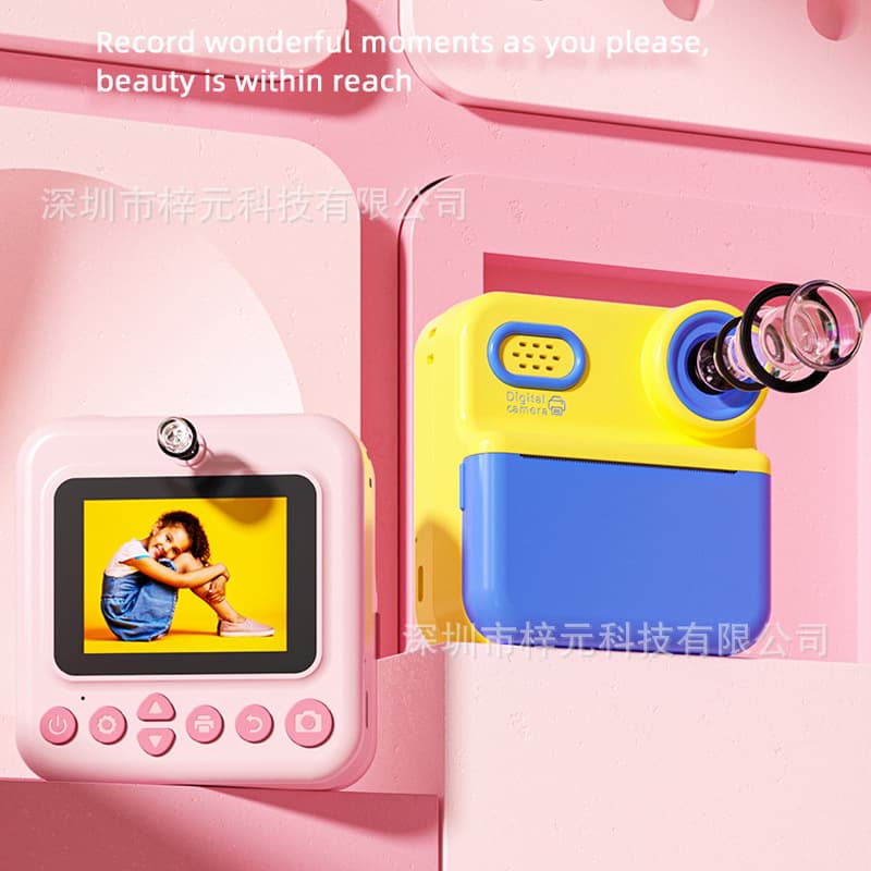 New Cross-Border Kids Instant Print Camera 16X Zoom Dual Lens HD Photo Printer with Thermal Paper