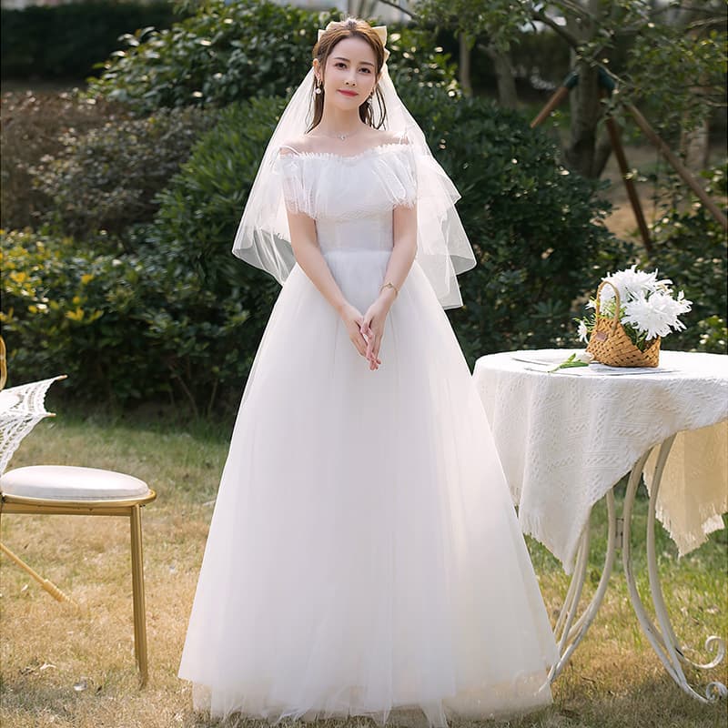Light Wedding Dress 2025 New Style One-Shoulder Forest Simple French White Princess Fairy Outdoor Travel Shoot Wedding Gown