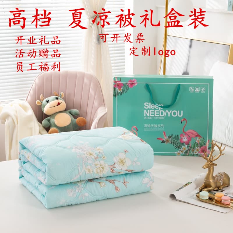 Corporate Annual Meeting, Store Celebration, Opening Gift Summer Quilt Wholesale, Air Conditioning Quilt Gift Box Set, Event Promotion Prize Summer Cool Blanket
